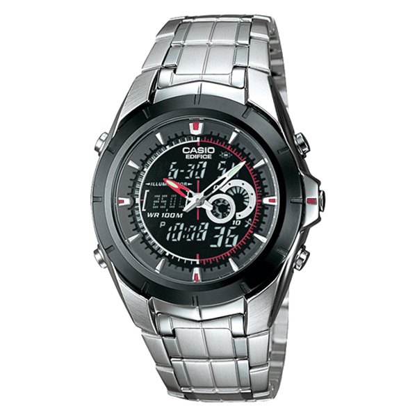 Casio® - Edifice™ Round Silver Stainless Steel Watch with Silver Stainless Steel Band