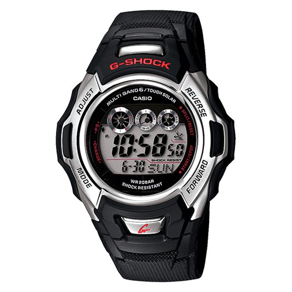Casio® - G-Shock™ Round Silver Black Polymer Watch with Black Polymer Band