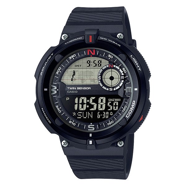 Casio® - OutGear™ SGW600H Round Black Polymer Watch with Black Polymer Band