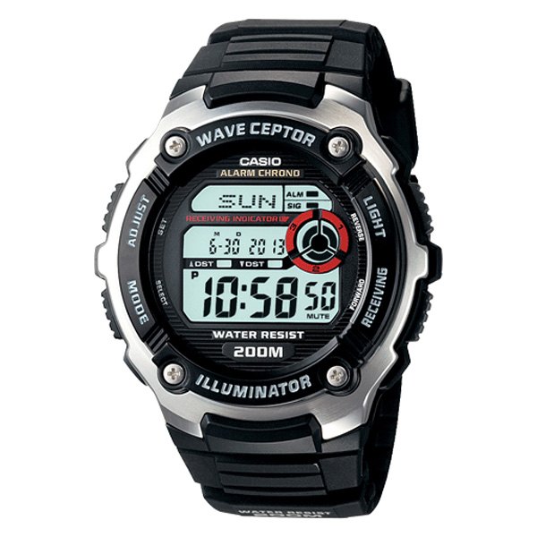 Casio® - Wave Ceptor™ WV200A Round Black Silver Polymer Watch with Black Polymer Band