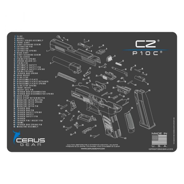 Cerus Gear® - ProMat Schematic™ 12" x 17" Charcoal Gray/Cerus Blue CZ™ P-10C™ Cleaning Mat