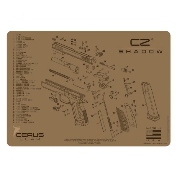 Cerus Gear® - ProMat Schematic™ 12" x 17" Coyote Tan CZ™ Shadow 2™ Cleaning Mat