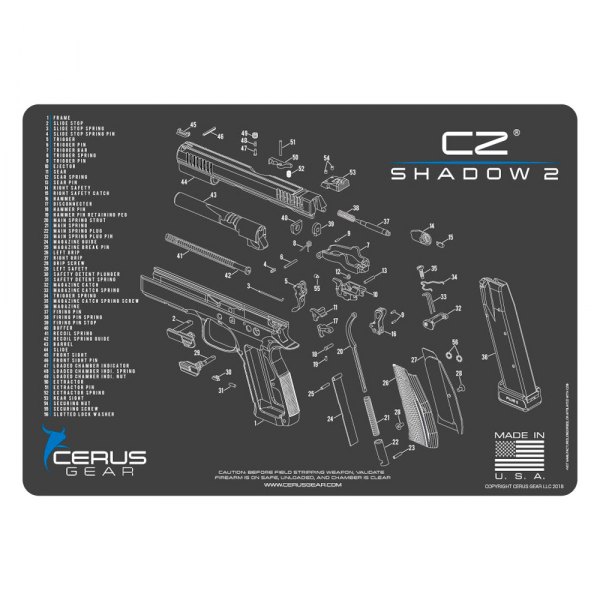 Cerus Gear® - ProMat Schematic™ 12" x 17" Charcoal Gray/Cerus Blue CZ™ Shadow 2™ Cleaning Mat