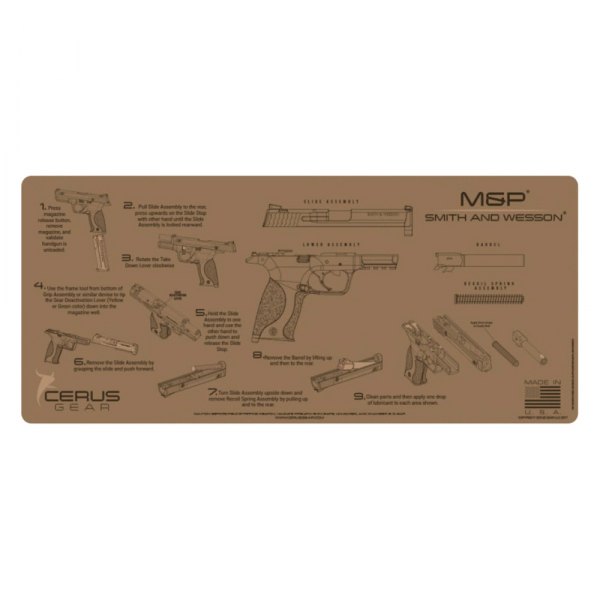 Cerus Gear® - ProMat Instructional™ 12" x 27" Coyote Tan Smith & Wesson™ M&P™ Cleaning Mat