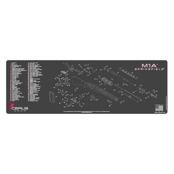 Cerus Gear® - ProMat Rifle™ 12" x 36" Charcoal Gray/Pink Springfield™ M1A™ Cleaning Mat