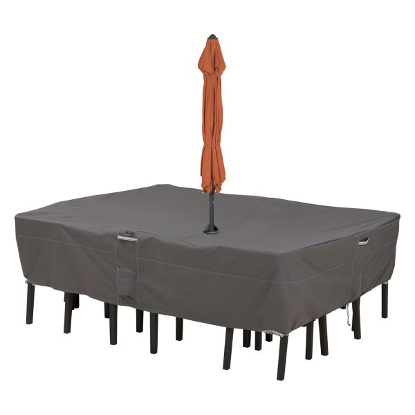 Classic Accessories® - Ravenna™ Dark Taupe Patio Table & Chair Cover with Umbrella Hole