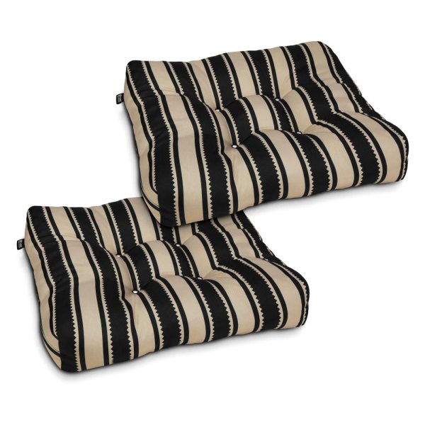 Classic Accessories® - Classic™ Black Sedona Stripe Patio Chair Seat Cushion Set