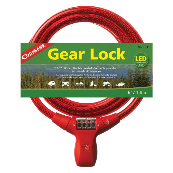 Coghlans® - 6' (12 mm) Red Combination Bike Cable Lock