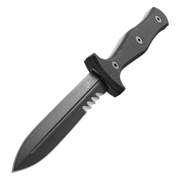 Columbia River Knife & Tool® - Sangrador™ 5.54" Black Spear Point Serrated Fixed Knife with Sheath