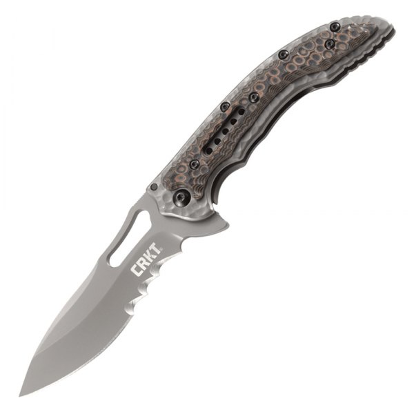 Columbia River Knife & Tool® - Fossil™ Compact 3.41" Drop Point Serrated Folding Knife