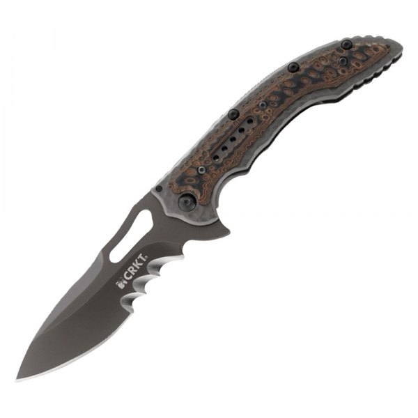 Columbia River Knife & Tool® - Fossil™ 3.96" Drop Point Serrated Folding Knife