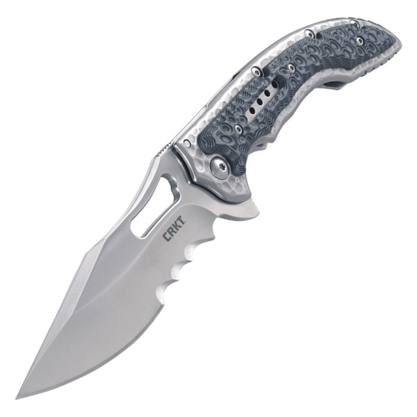 Columbia River Knife & Tool® - Fossil™ Black with Veff Serrations™ 3.96" Clip Point Serrated Folding Knife