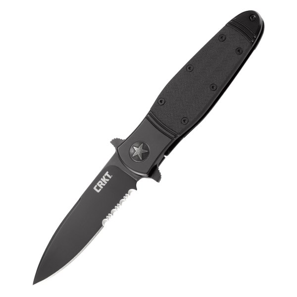 Columbia River Knife & Tool® - Bombastic™ Black With Triple Point™ 3.31" Black Spear Point Serrated Folding Knife