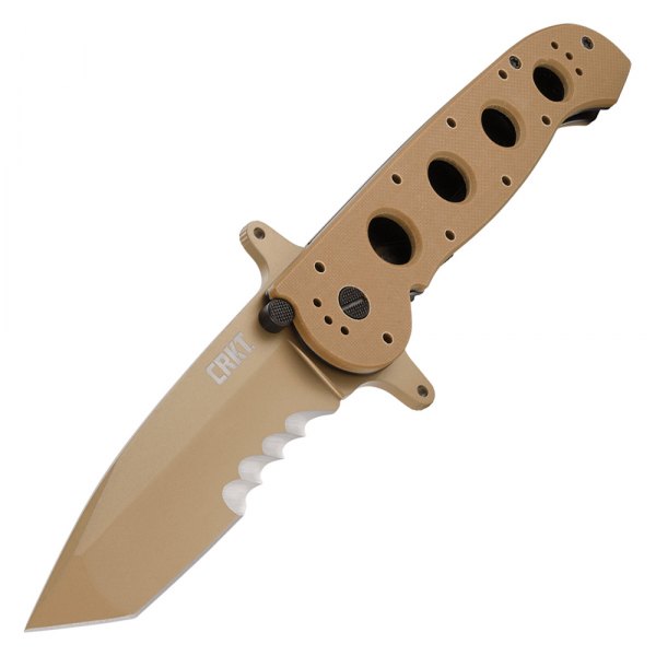 Columbia River Knife & Tool® - M16™ 3.88" Tan Tanto Serrated Folding Knife