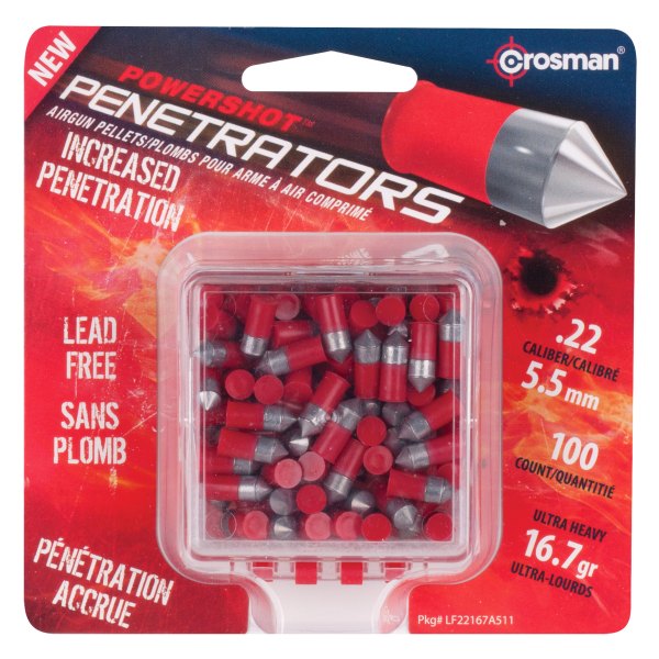 Crosman® - Red Flight Penetrator .22 Lead Free Polymer Belted 16.7 g Pointed Pellets, 100 Pieces