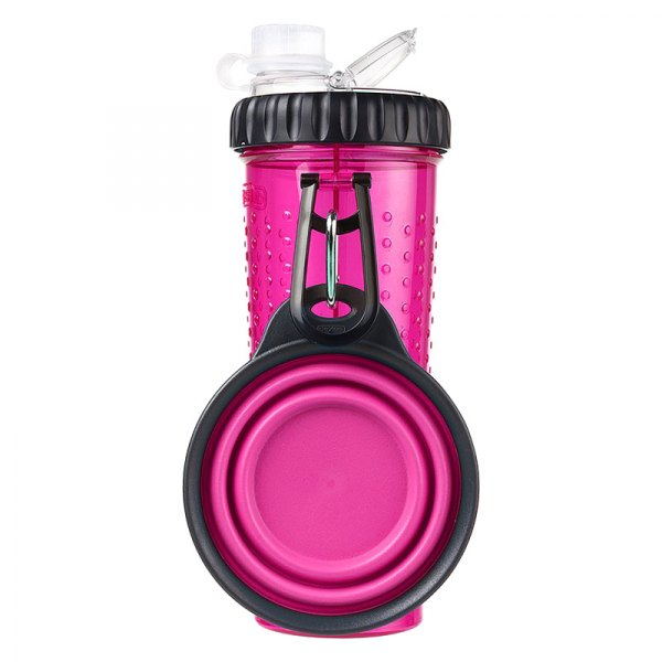 Dexas® - Snack-DuO™ 24 fl. oz. Pink Pet Water Bottle with Cup
