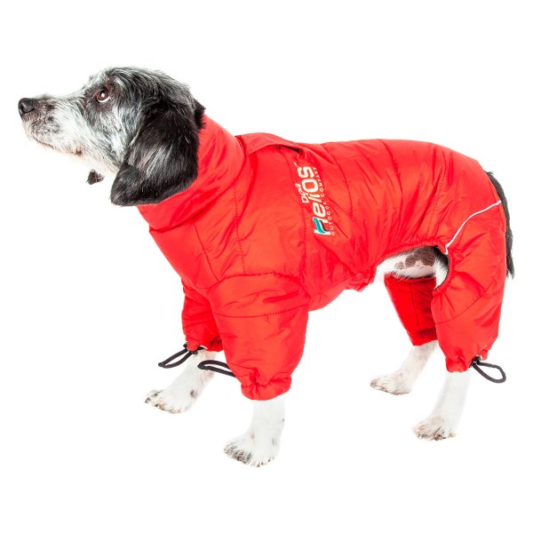 Dog Helios® - Thunder-Crackle Large Grenadine Red Adjustable and Reflective Full-Body Waded Dog Winter Jacket