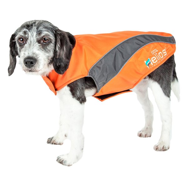 Dog Helios® - Octane X-Large Orange/Gray Reflective Soft-Shell Neoprene Performance Dog Coat