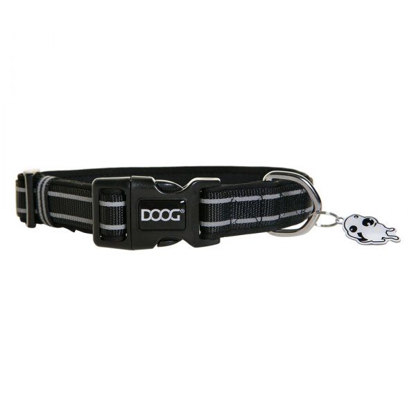 Doog USA® - Lassie 16" to 24" Black Neoprene Everyday Dog Collar with Doggie ID Tag