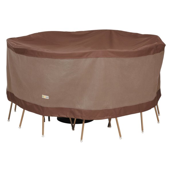 Duck Covers® - Ultimate™ Mocha Cappuccino Round Patio Table & Chair Combo Cover