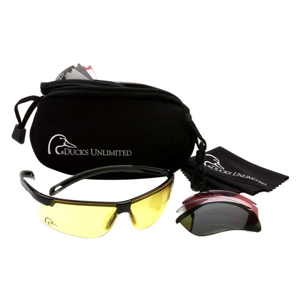 Ducks Unlimited® - Plastic Frame/Interchangeable Lens Black/4 Colors Semi-Rimless Shooting Glasses Kit