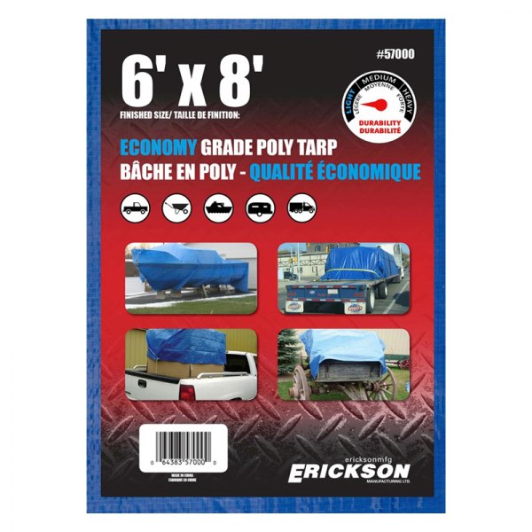 Erickson® - All-Purpose Economy Grade 6' x 8' Blue Tarp Tent
