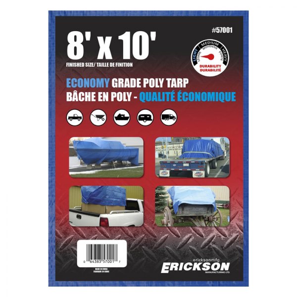 Erickson® - All-Purpose Economy Grade 8' x 10' Blue Tarp Tent