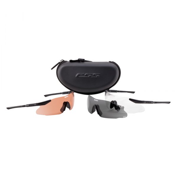 ESS® - ICE™ 2X Black Frame Smoke/Brown Semi-Rimless Glasses Kit