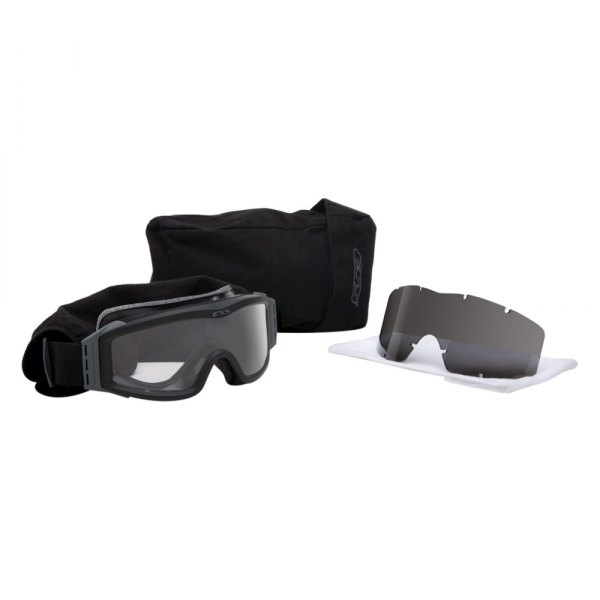 ESS® - Asian-Fit Profile NVG™ Black Frame Clear Lens Shield Goggles Kit