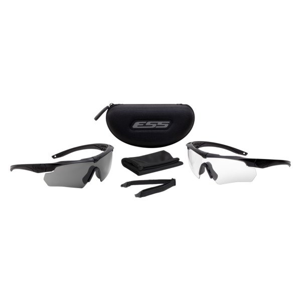 ESS® - Crossbow™ 2X Anti-Fog Black Frame Clear/Smoke Gray Semi-Rimless Glasses Kit