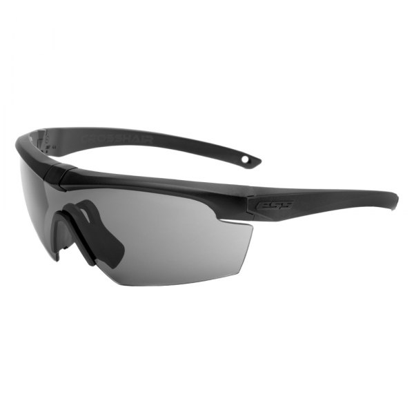 ESS® - Crosshair™ Anti-Fog Black Frame Smoke Gray Semi-Rimless Glasses Kit