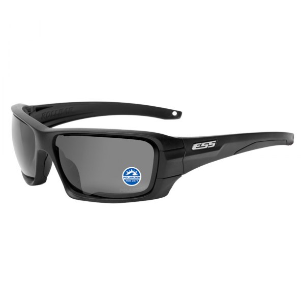 ESS® - Rollbar™ Black Frame Mirrored Gray Polycarbonate Oval Glasses Kit with Silver Logo