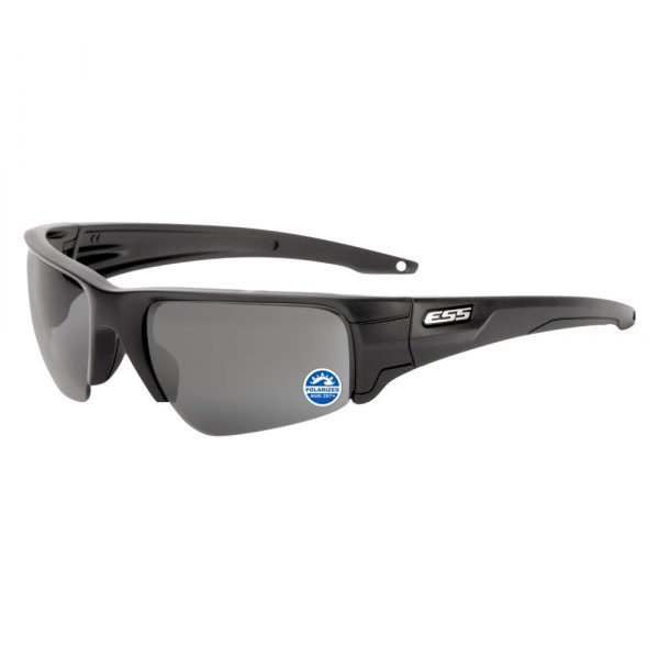 ESS® - Crowbar™ Black Frame Mirrored Gray Polycarbonate Semi-Rimless Glasses Kit with Silver Logo