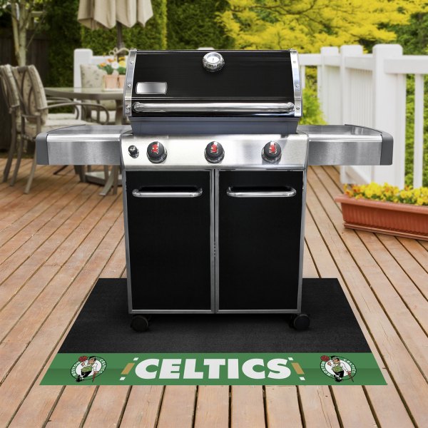 FanMats® - Grill Mat with "Circular Boston Celtics with Leprechaun" & "Boston" Wordmark