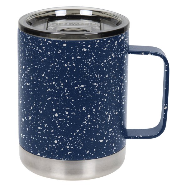 Fifty/Fifty® - 12 fl. oz. Navy/White Speckles Stainless Steel Camp Mug with Slide Lid