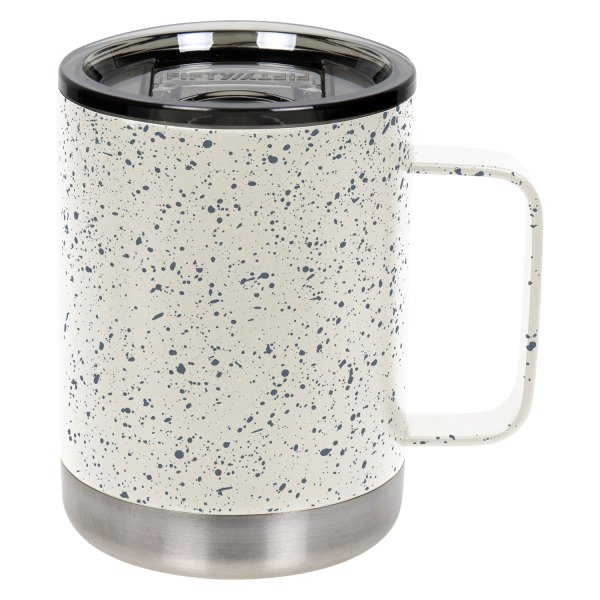 Fifty/Fifty® - 12 fl. oz. White/Speckles Stainless Steel Camp Mug with Slide Lid