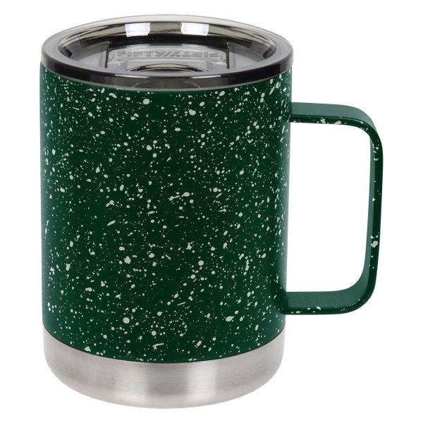 Fifty/Fifty® - 12 fl. oz. Forest Green/Speckles Stainless Steel Camp Mug with Slide Lid