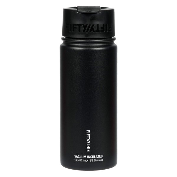 Fifty/Fifty® - 16 fl. oz. Matte Black Stainless Steel Vacuum Insulated Bottle with Flip Lid