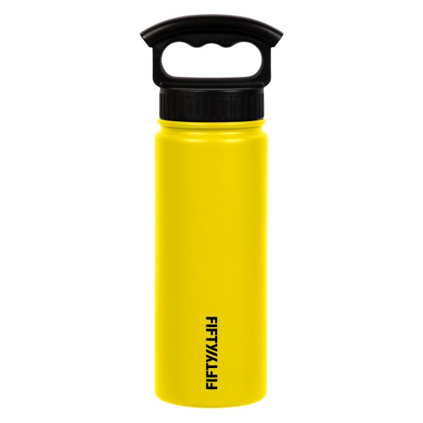 Fifty/Fifty® - 18 fl. oz. Yellow Stainless Steel Wide-Mouth Bottle with 3-Finger Lid