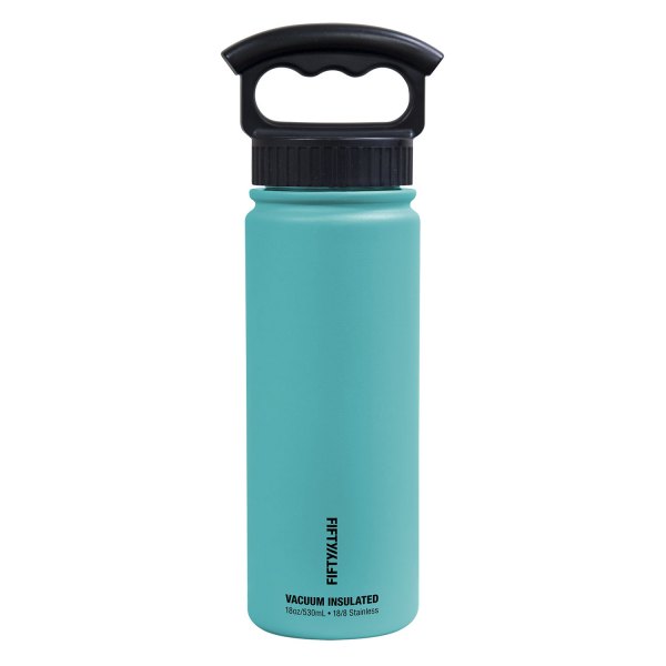 Fifty/Fifty® - 18 fl. oz. Aqua Stainless Steel Vacuum Insulated Bottle with 3-Finger Lid