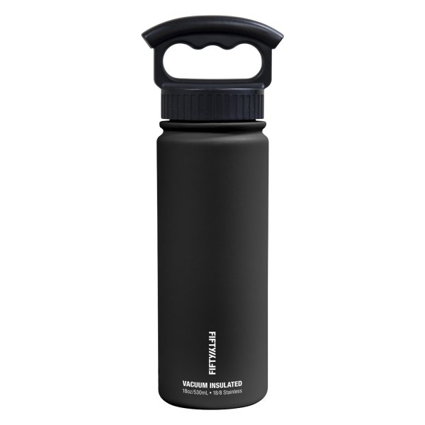Fifty/Fifty® - 18 fl. oz. Matte Black Stainless Steel Vacuum Insulated Bottle with 3-Finger Lid