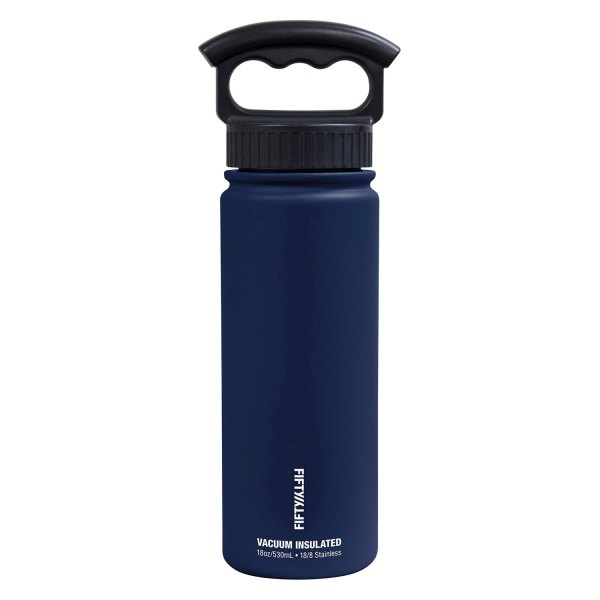 Fifty/Fifty® - 18 fl. oz. Navy Blue Stainless Steel Vacuum Insulated Bottle with 3-Finger Lid