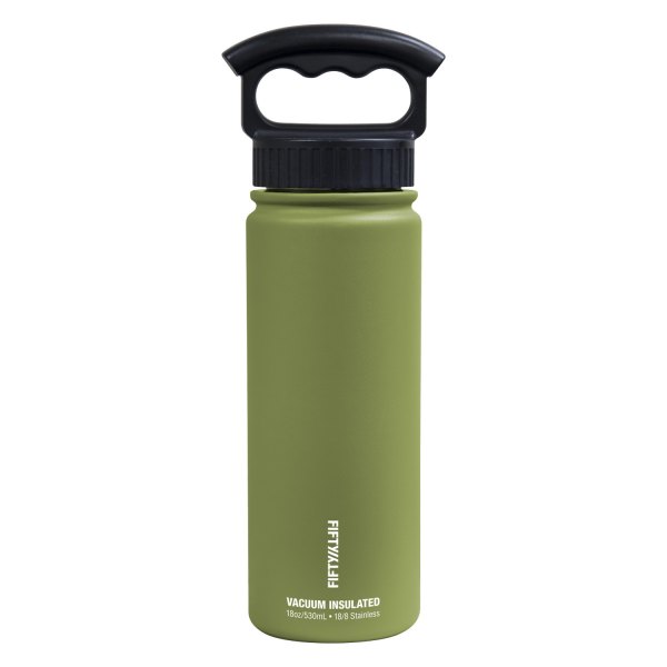 Fifty/Fifty® - 18 fl. oz. Olive Green Stainless Steel Vacuum Insulated Bottle with 3-Finger Lid