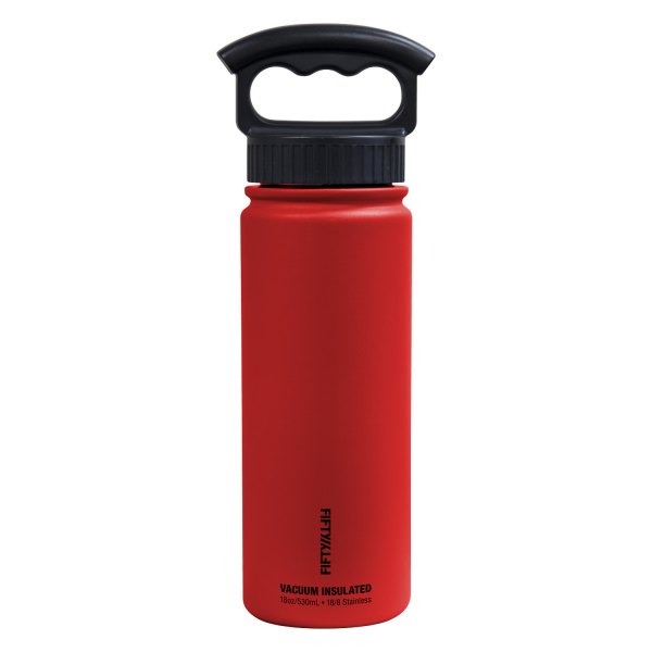 Fifty/Fifty® - 18 fl. oz. Cherry Red Stainless Steel Vacuum Insulated Bottle with 3-Finger Lid