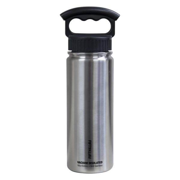 Fifty/Fifty® - 18 fl. oz. Silver Stainless Steel Vacuum Insulated Bottle with 3-Finger Lid