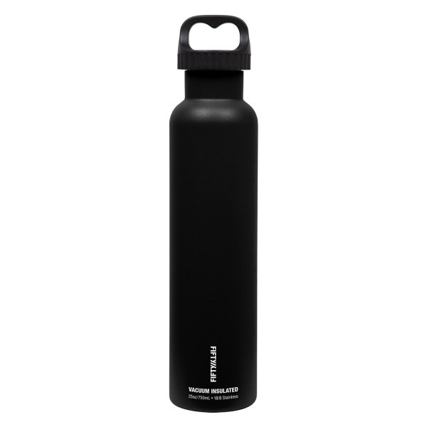 Fifty/Fifty® - 25 fl. oz. Matte Black Stainless Steel Vacuum Insulated Bottle with 2-Finger Lid