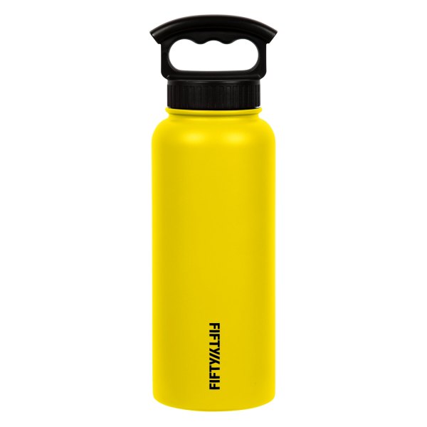 Fifty/Fifty® - 34 fl. oz. Yellow Stainless Steel Wide-Mouth Bottle with 3-Finger Lid