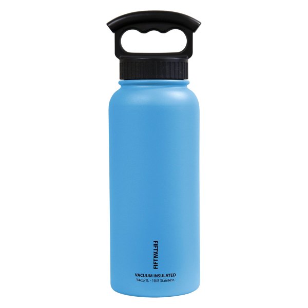 Fifty/Fifty® - 34 fl. oz. Crater Blue Stainless Steel Vacuum Insulated Bottle with 3-Finger Lid