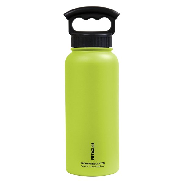 Fifty/Fifty® - 34 fl. oz. Lime Green Stainless Steel Vacuum Insulated Bottle with 3-Finger Lid
