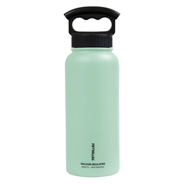 Fifty/Fifty® - 34 fl. oz. Cool Mint Stainless Steel Vacuum Insulated Bottle with 3-Finger Lid